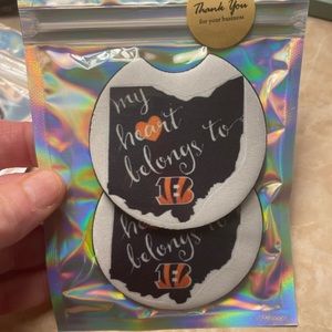 Handmade Bengals car coaster set